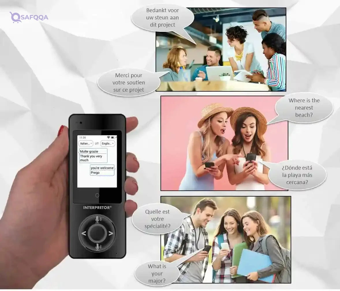 Lexibook Interpretor®, Instant Talking Translator, 75 Languages, Accurate translations of Professional Quality, Touch-Screen, Group Chat Function, Headphones Jack, Bluetooth, WiFi, Black, NTL2000 - Safqqa