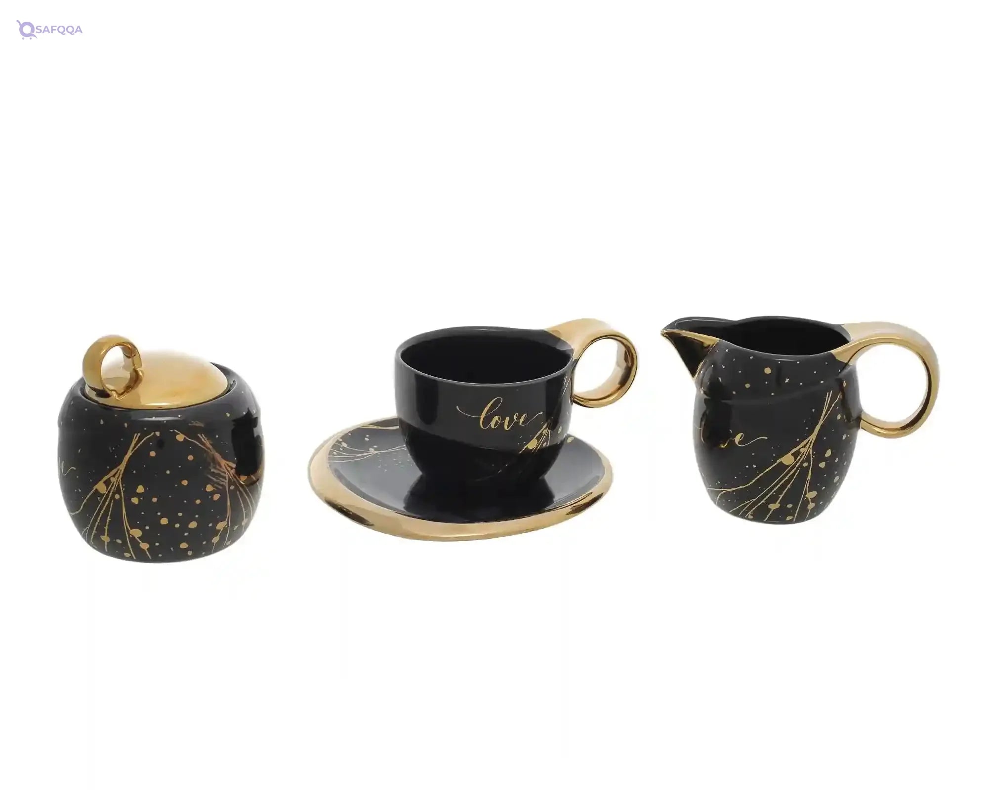 Oxford TJ0014 Tea Set 23-Pieces, Black/Gold - Safqqa Egypt