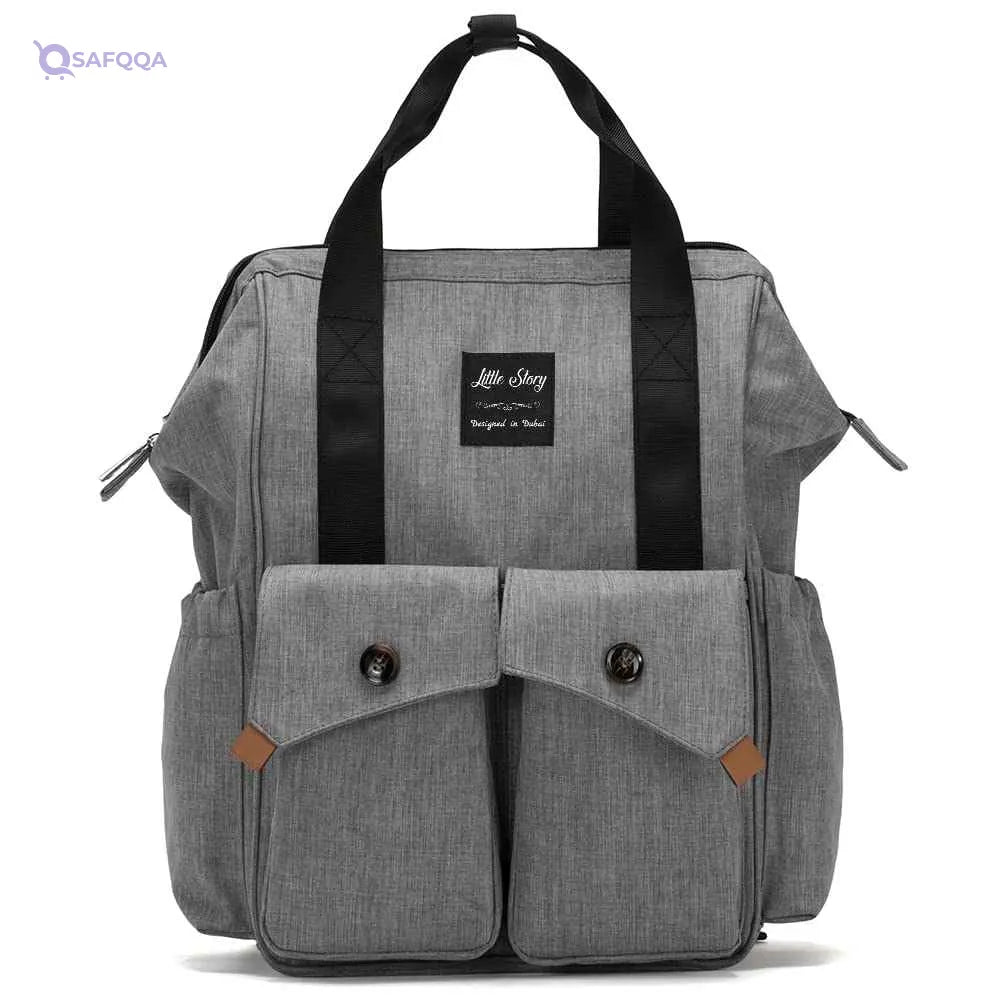 TEKNUM Double Baby Stroller Pram + Diaper Bag wt Stroller Hooks & Changing Mat + Pouch Wide Seat and Canopy Big Basket 5 Point Seat Belt Cushioned Seat (6-36 Months ) -Dark Grey - Safqqa