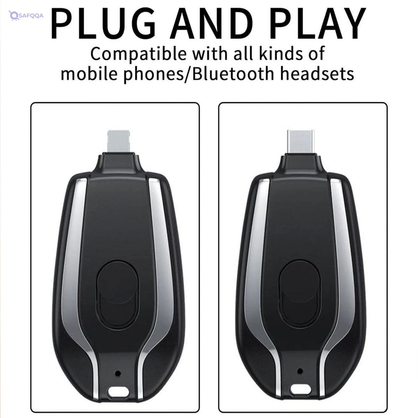 1500mAh Mini Power Emergency Pod – Portable Keychain Charger for iPhone & Type-C - Safqqa