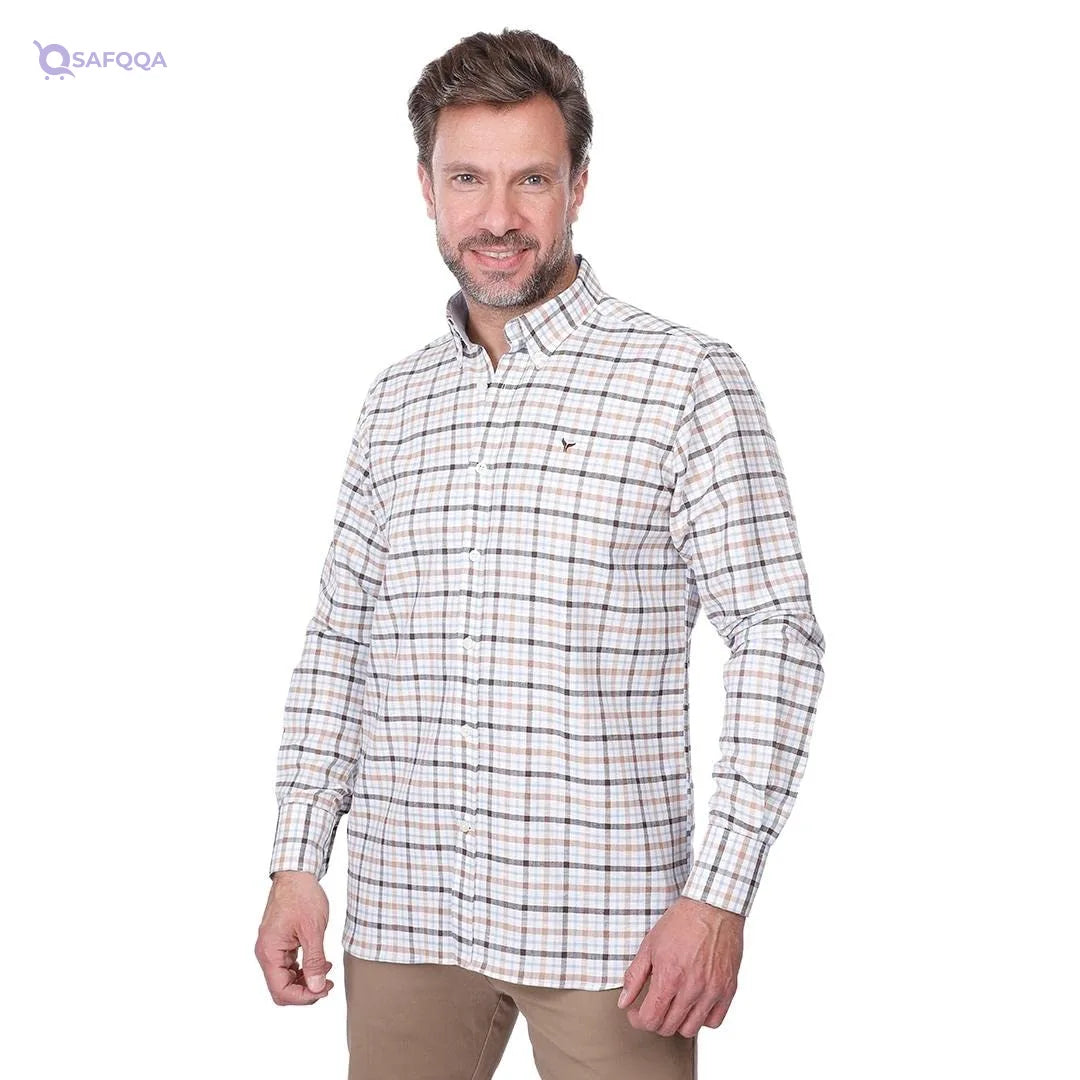 Dockland Long Sleeve Checkered Shirt For Men,Classic checkered design for a timeless look. - Safqqa