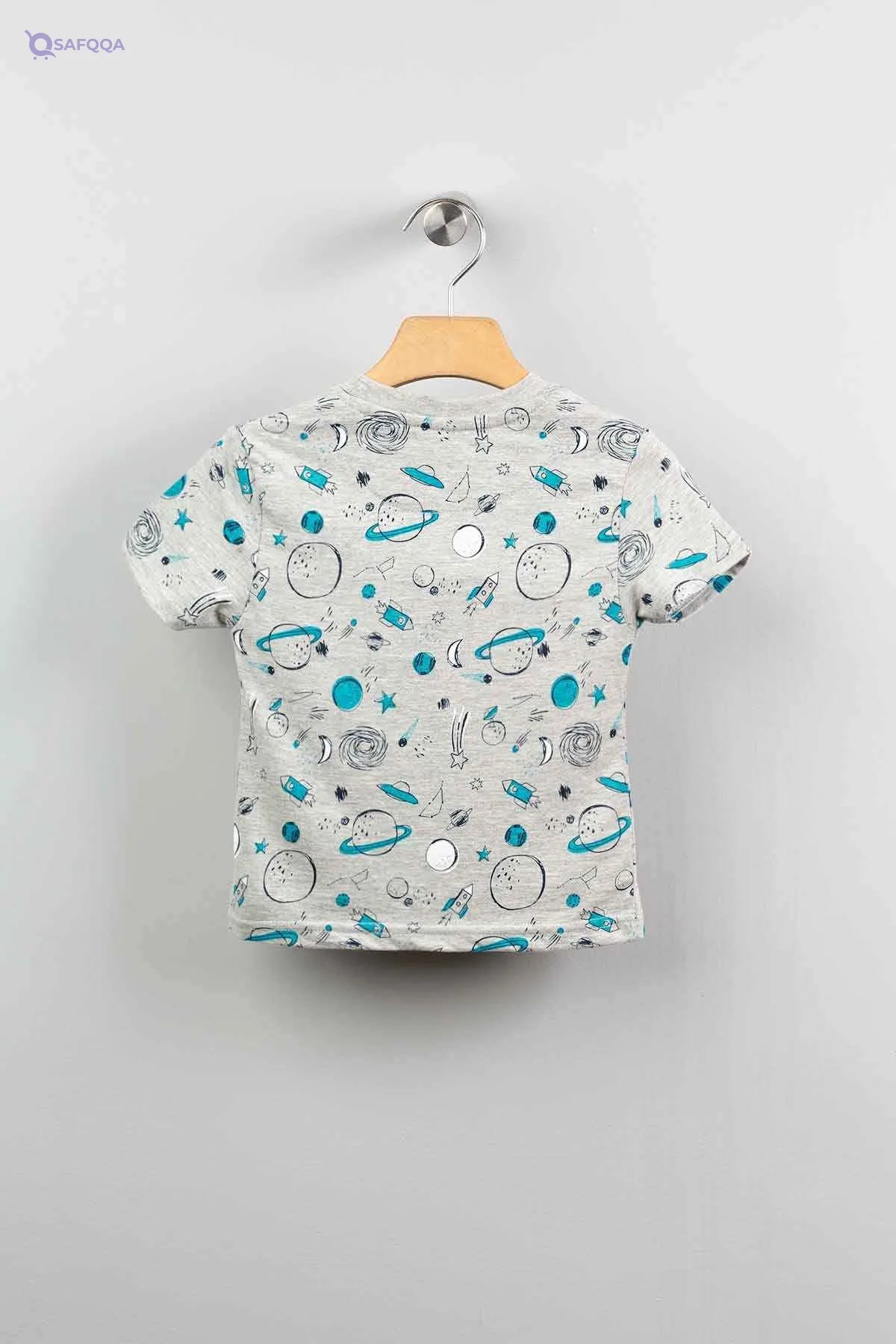 CONCRETE 1-Piece Pyjama T-Shirt for Boys, Grey - Safqqa Egypt