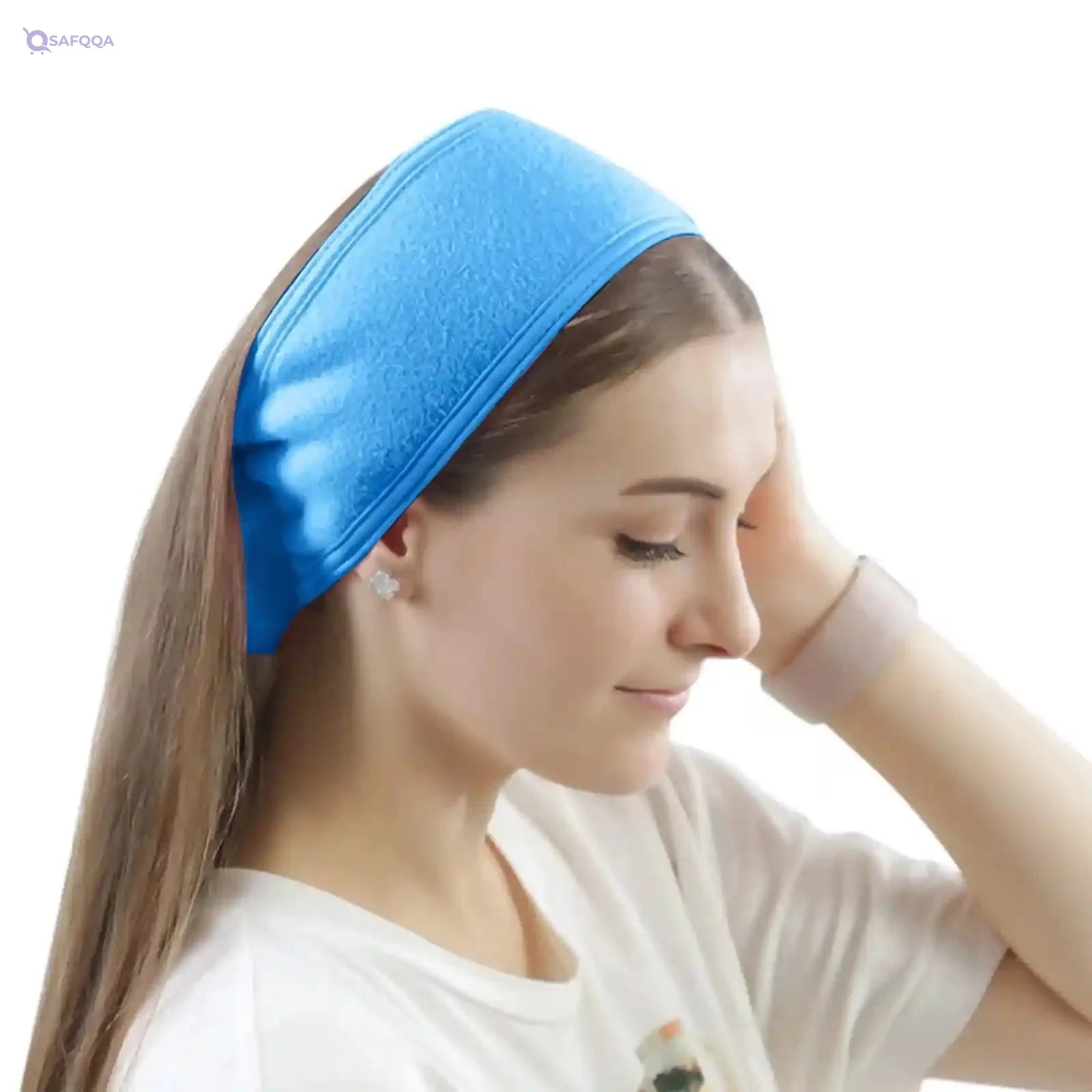 Head Sweatband Women - Women's Headbands for Work, Yoga, and Exercise; Hairbands for Women, Sweat-Wicking, Non-Slip Hair Accessories for Summer, Hair Accessories. Women's Sweat Bands Headbands for Workouts (Blue, One Size) - Safqqa