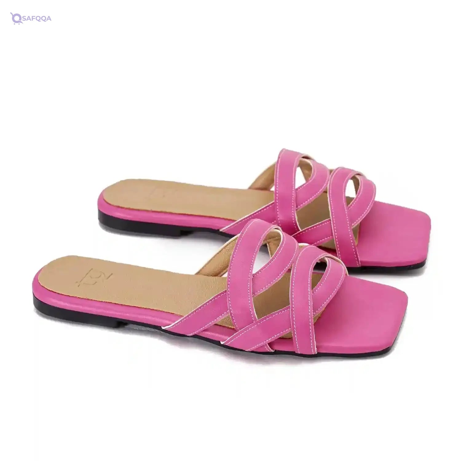 Tgs Womens Double Loop Slipper Flat Sandal, Fuchsia, 38 EU - Safqqa Egypt