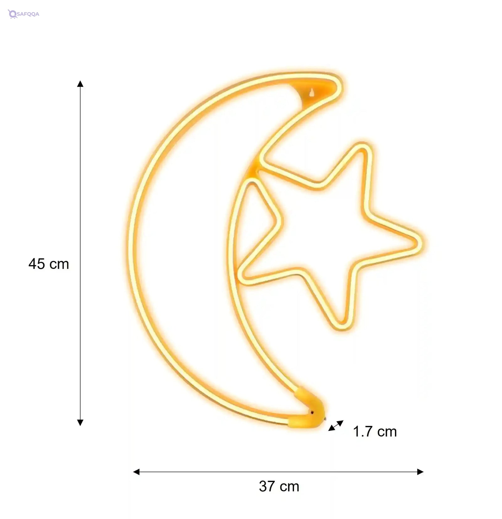 HILALFUL Moon Star Medium | Suitable for Living Room, Bedroom and Outdoor | Perfect Festive Gift for Home Decoration in Ramadan, Eid, Birthdays, Weddings, Housewarming | 1.5 m Cable - Safqqa Egypt