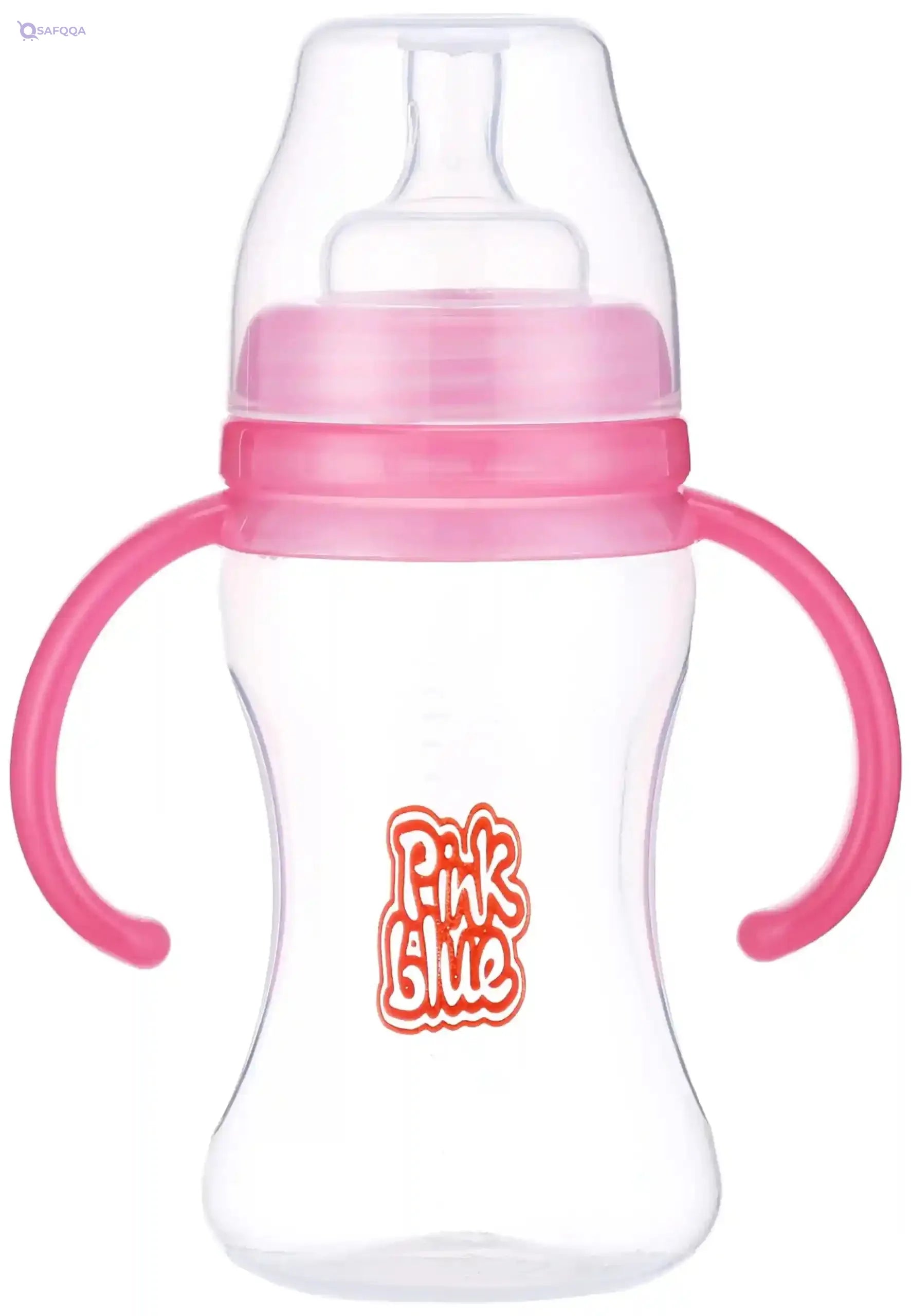 Pink & Blue Premium Feeding Bottle with Handle, 240 ml - Safqqa