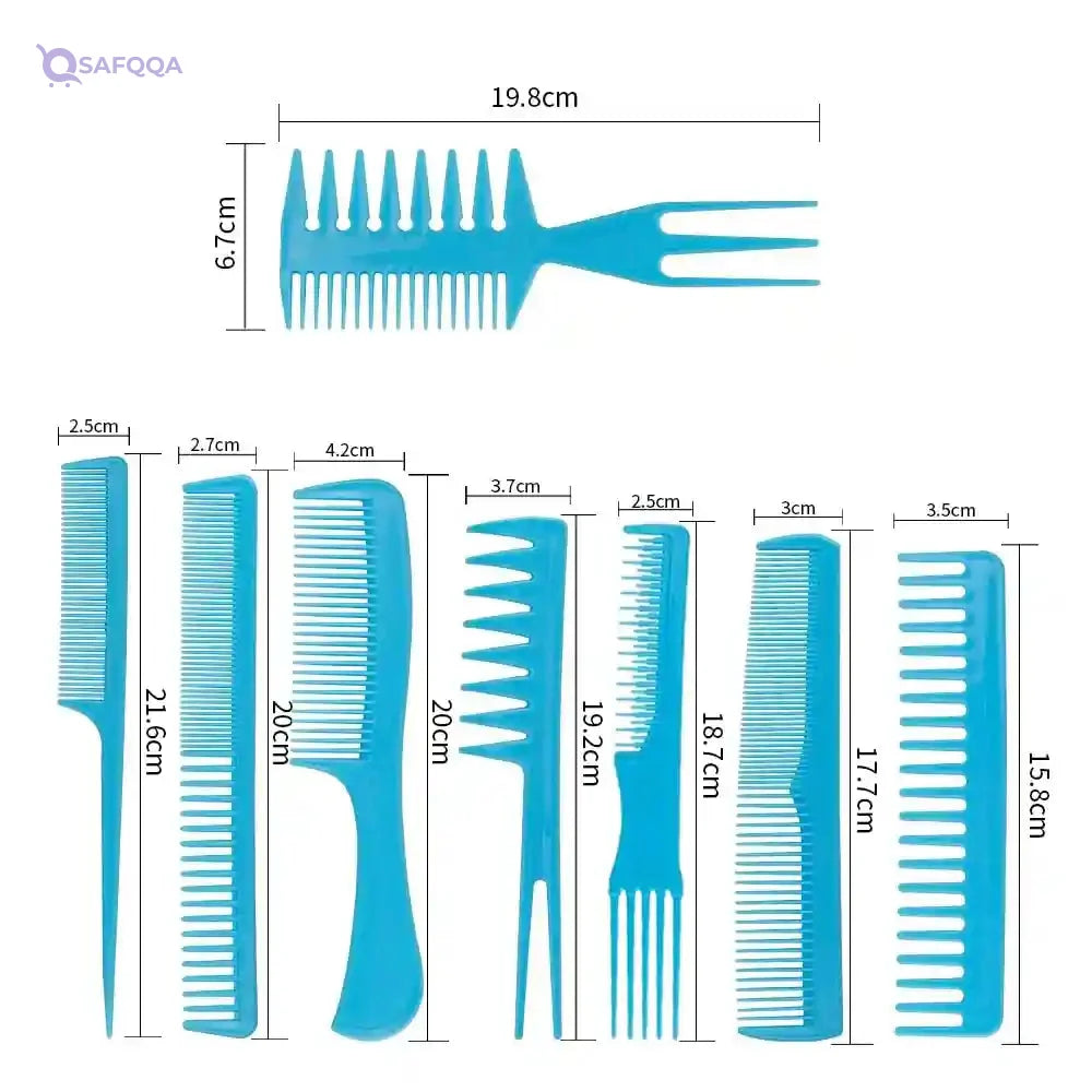 Generic Professional Hair Styling Comb Set 8 Pieces for All Hair Types and Styles for Barbershop, Home and Travel - Safqqa