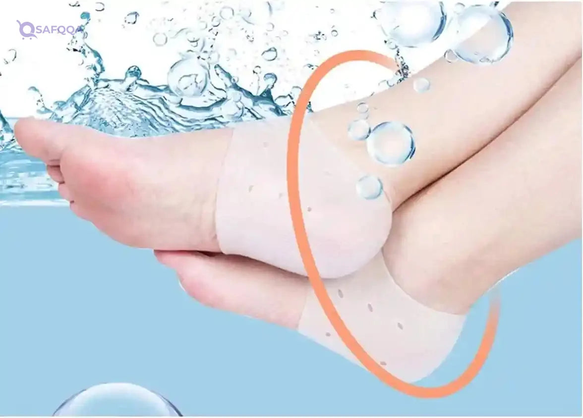 Silicone Gel Heel Protectors – Plantar Fasciitis & Heel Spur Relief – Breathable Heel Cushions for Foot Pain - Safqqa