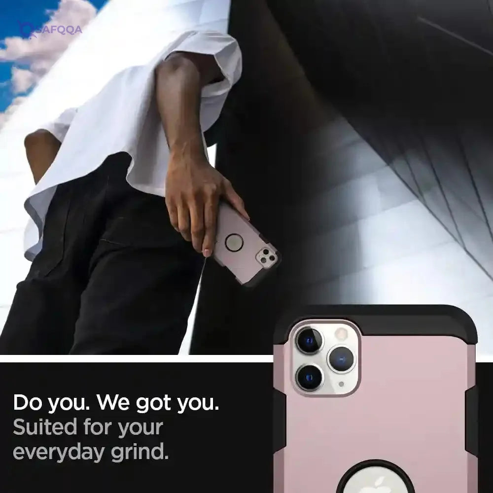 Spigen 077cs27242 tough armor back cover for iphone 11 pro mobile phone - rose gold - Safqqa Egypt