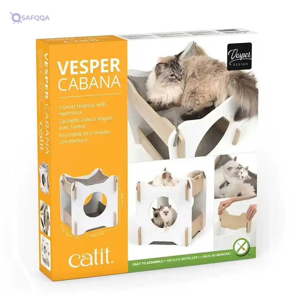 Vesper Cabana Cat Furniture – Cozy Hideout with Relaxing Hammock - Safqqa