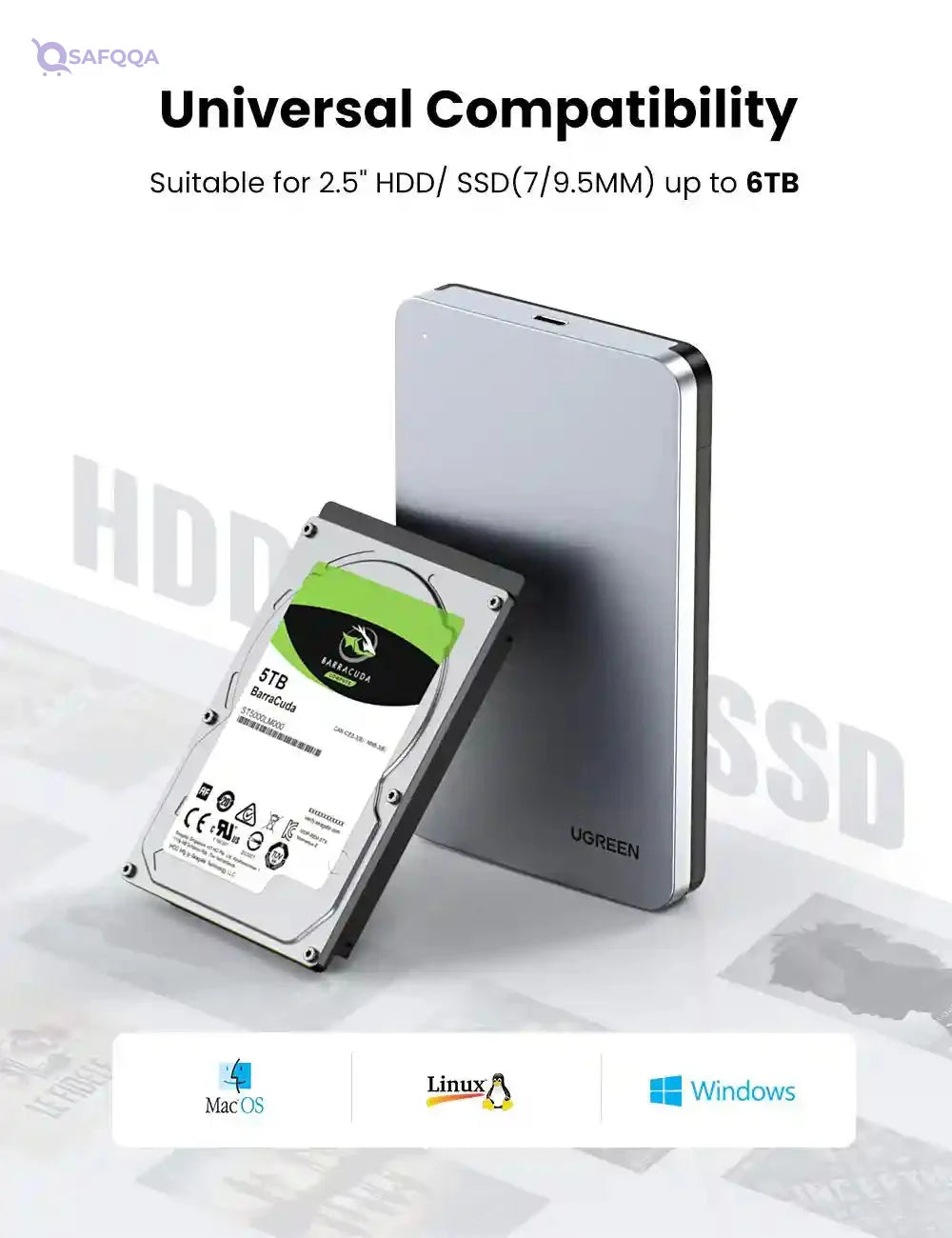 UGREEN 2.5-Inch SATA External Hard Drive Enclosure 70498 - Safqqa Egypt