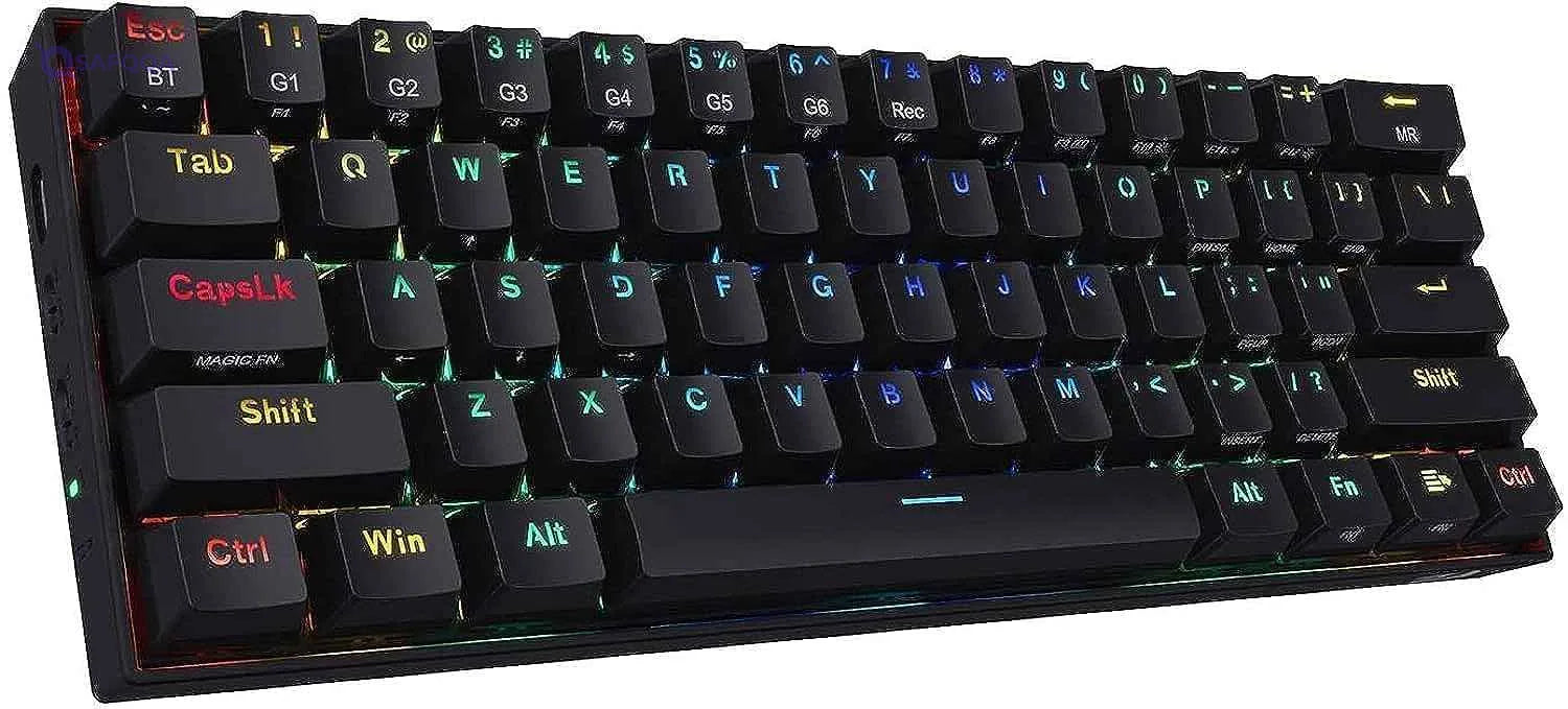 Redragon K530 Draconic 60% Compact Rgb Wireless Mechanical Keyboard, 61 Keys Tkl Designed 5.0 Bluetooth Gaming Keyboard With Brown Switches And 16.8 Million Rgb Lighting For Pc, Laptop, Cell Phone - Safqqa