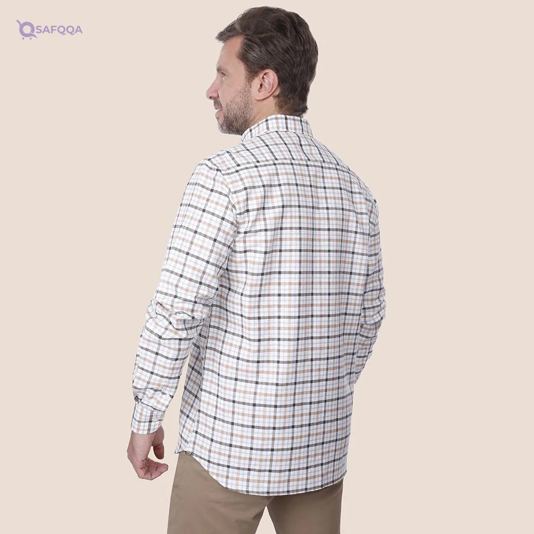 Dockland Long Sleeve Checkered Shirt For Men,Classic checkered design for a timeless look. - Safqqa