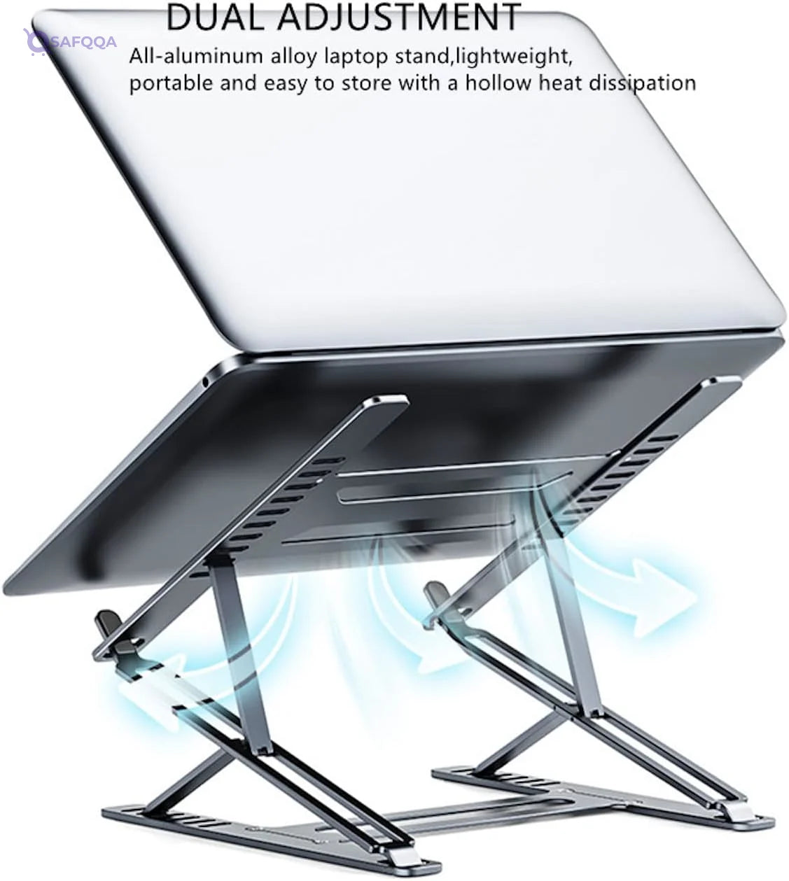 Boneruy Double-Layer Foldable Laptop Stand, Compatible with Laptops up to 17.3 inches - Silver - Safqqa