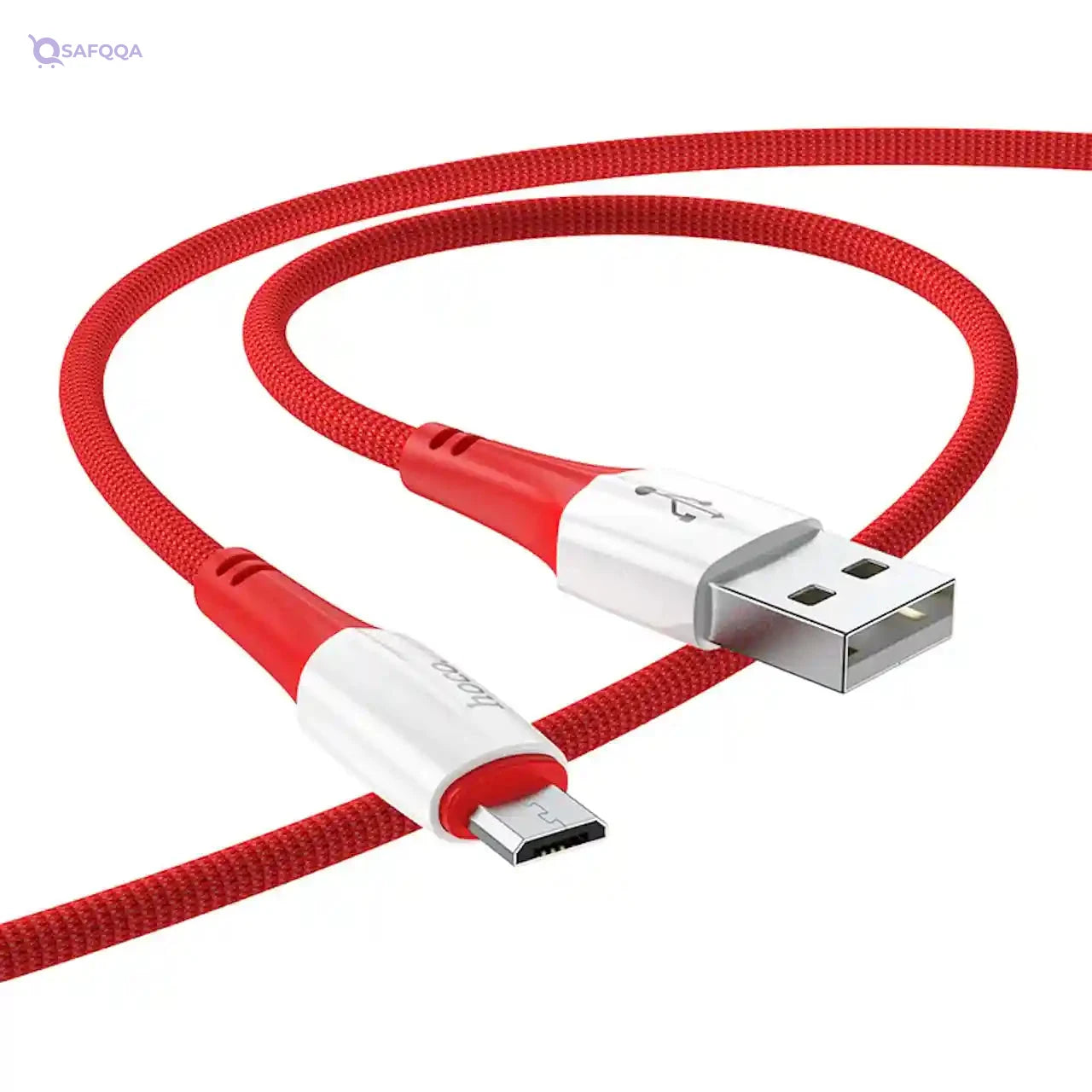 Hoco x70 - ferry charging and data transmittion cable (2.4a -1m), usb-a to micro-usb plug compatible with samsung huawei xiaomi oppo - red - Safqqa