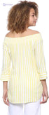 Splash Striped Boat Neck Long Sleeves Front Button Blouses for Women - Safqqa Egypt