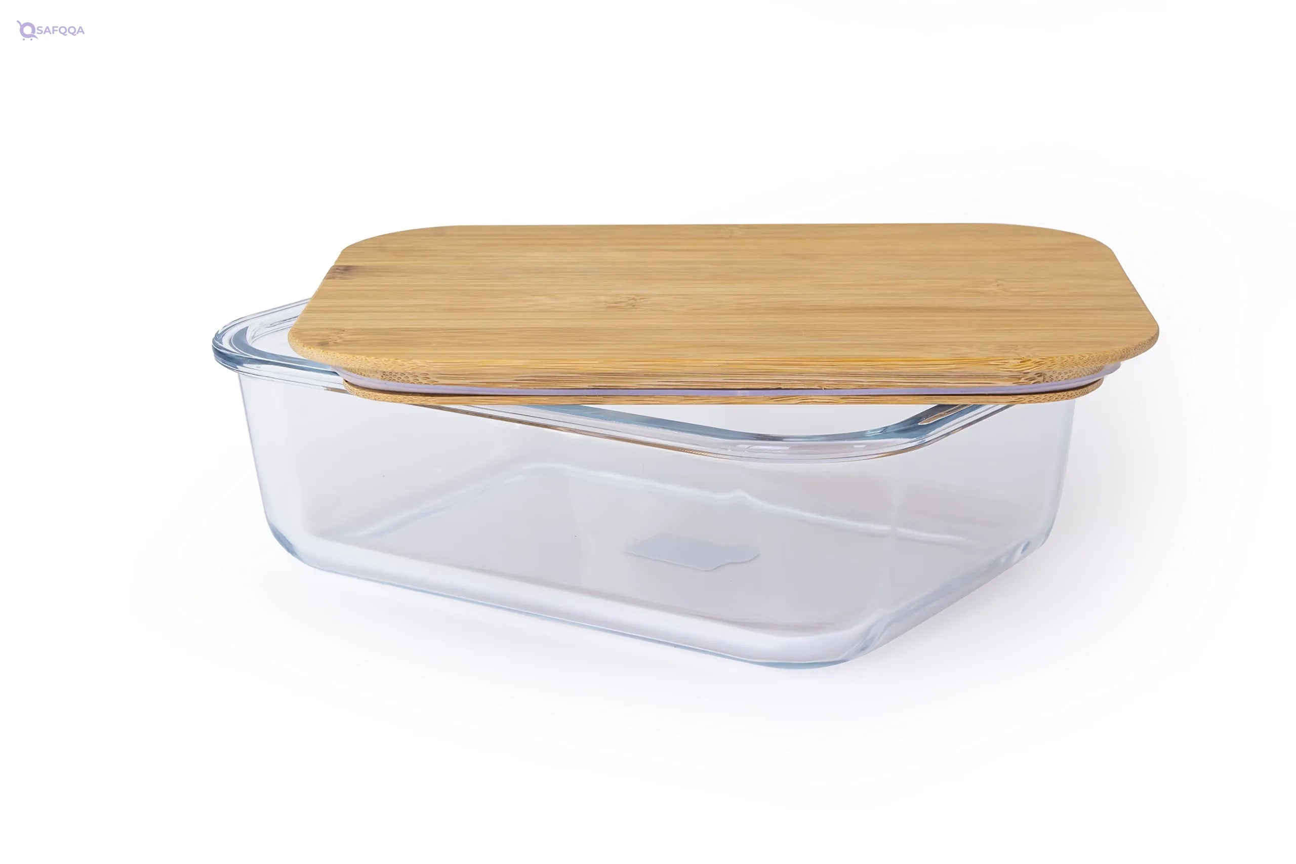 Cuisine Art Rectangular Glass Food Container with Bamboo Lid - Safqqa