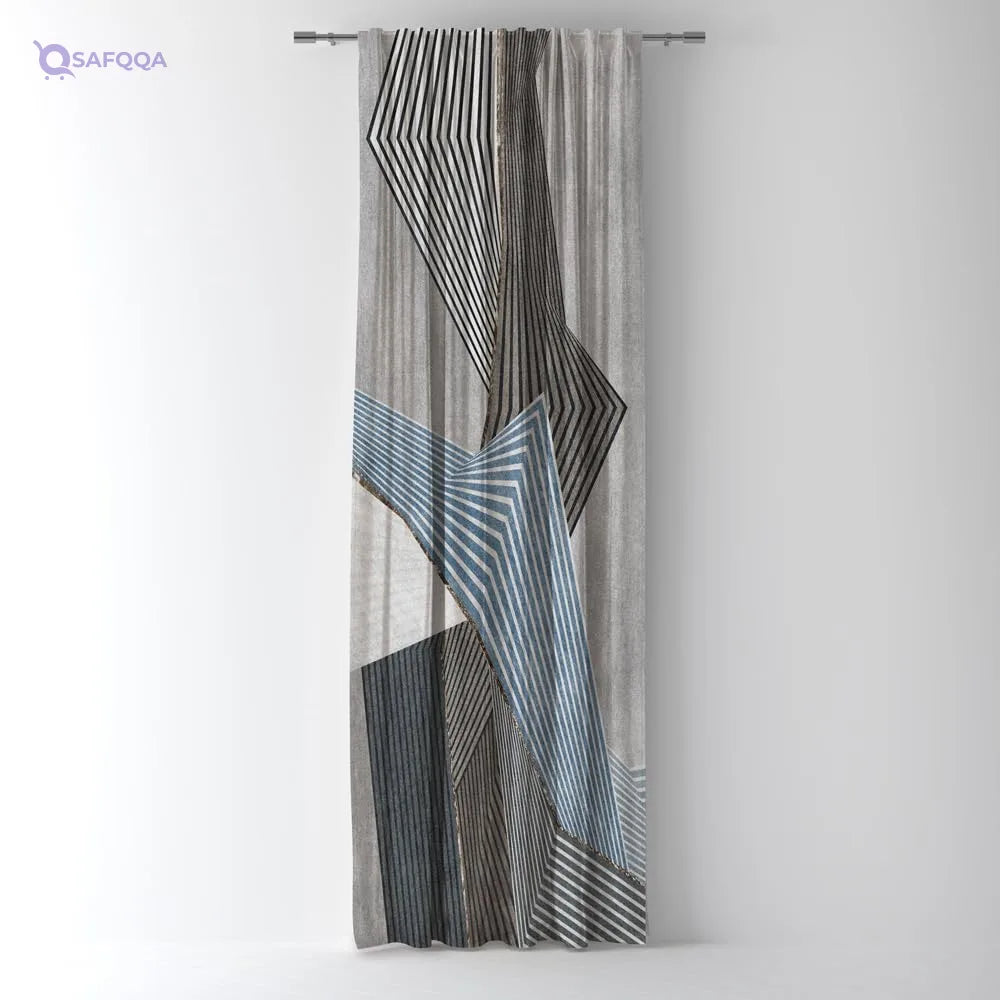 Modern Geometric Shapes Printed Shaper Curtain - Safqqa