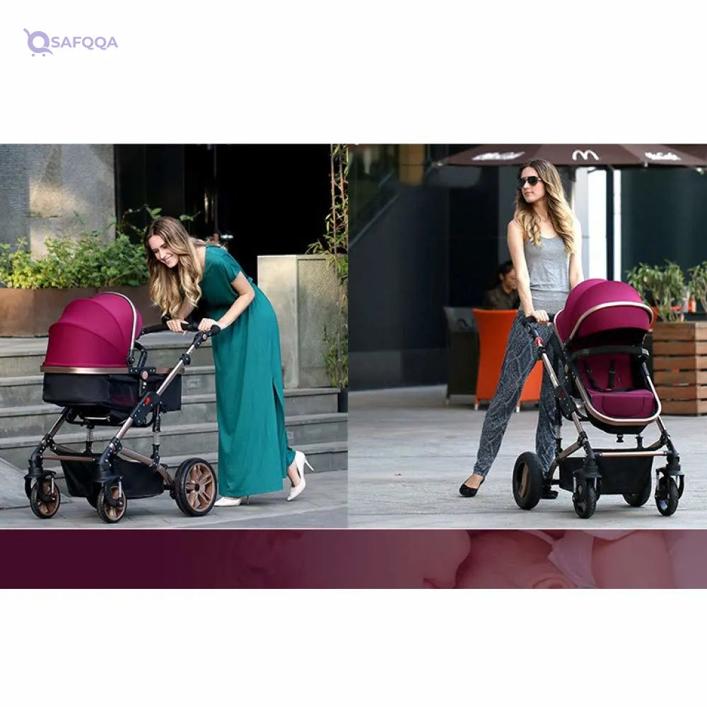 Teknum 3 in 1 Pram Stroller Story-Wine + Infant Car Seat - Safqqa