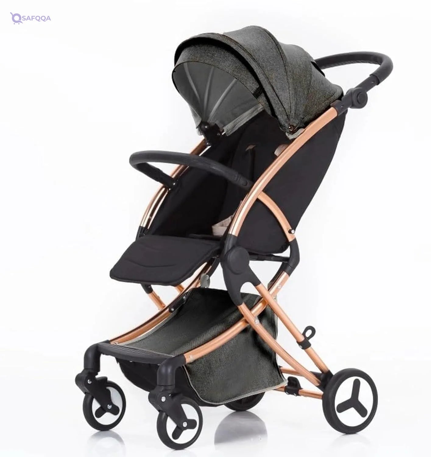 TEKNUM Feather Lite Traveller A1 Lightweight Stroller Air TravelFive Point Safety Harness Removable Cannopy 360 Degree Swivel Wheels  One Touch Brake Newborn Baby 0 -4Years -Black - Safqqa