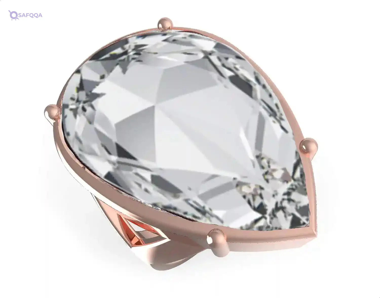 Guess Teardrop Zircon Stone Stainless Steel Ring for Women - Rose Gold, 56 - Safqqa