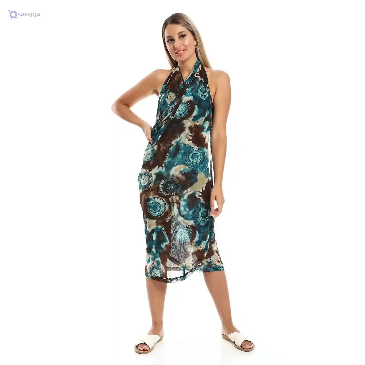 Jamila Women Self Pattern Round Collar Cover Up - Safqqa Egypt