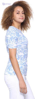 Splash Floral Pattern Boat Neck Short Sleeves Blouse for Women - Safqqa Egypt