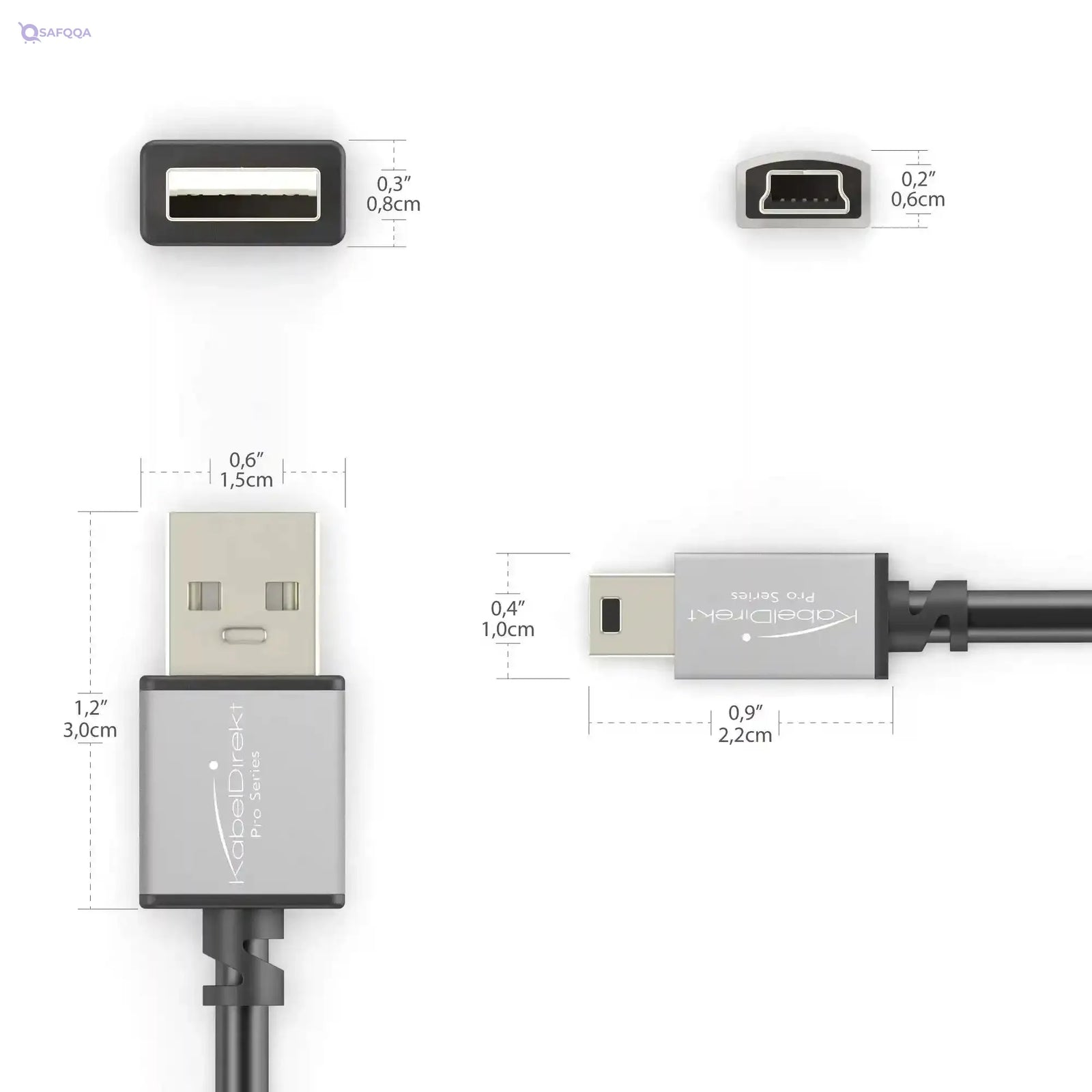 KabelDirekt – Mini USB 2.0 cable – 1m – (high-speed data cable and charger cable, suitable for hard drives, digital cameras, navigation devices with a Mini USB port, black/space grey) – PRO Series - Safqqa Egypt