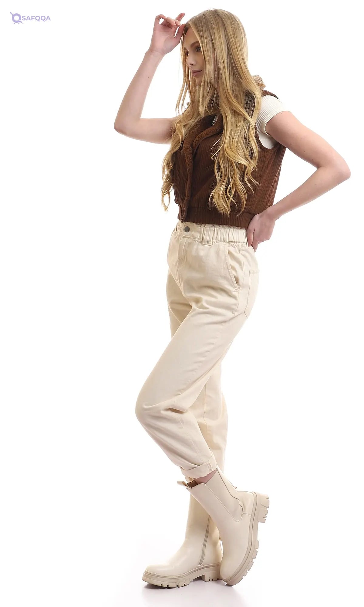 Ravin Elastic Hem Internal Padded Fur Vest For Women ,• Internal padding for warmth and insulation. - Safqqa