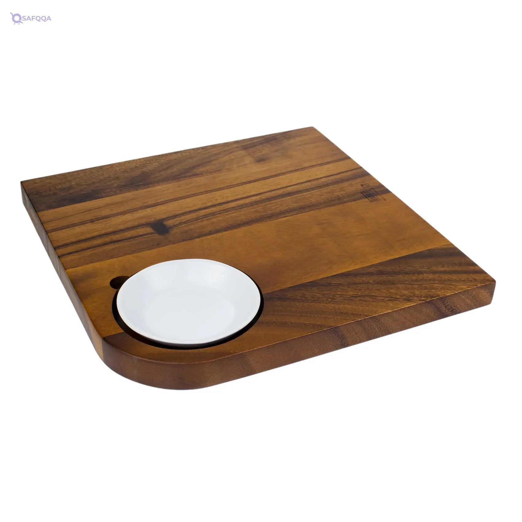 Billi® Wooden Serving Board with Ceramic Dip Bowl – Steak & Food Platter - Safqqa