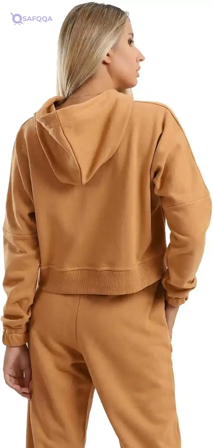 JAMILA Women's Plain Cropped Hoodie with Long Sleeves - Safqqa Egypt