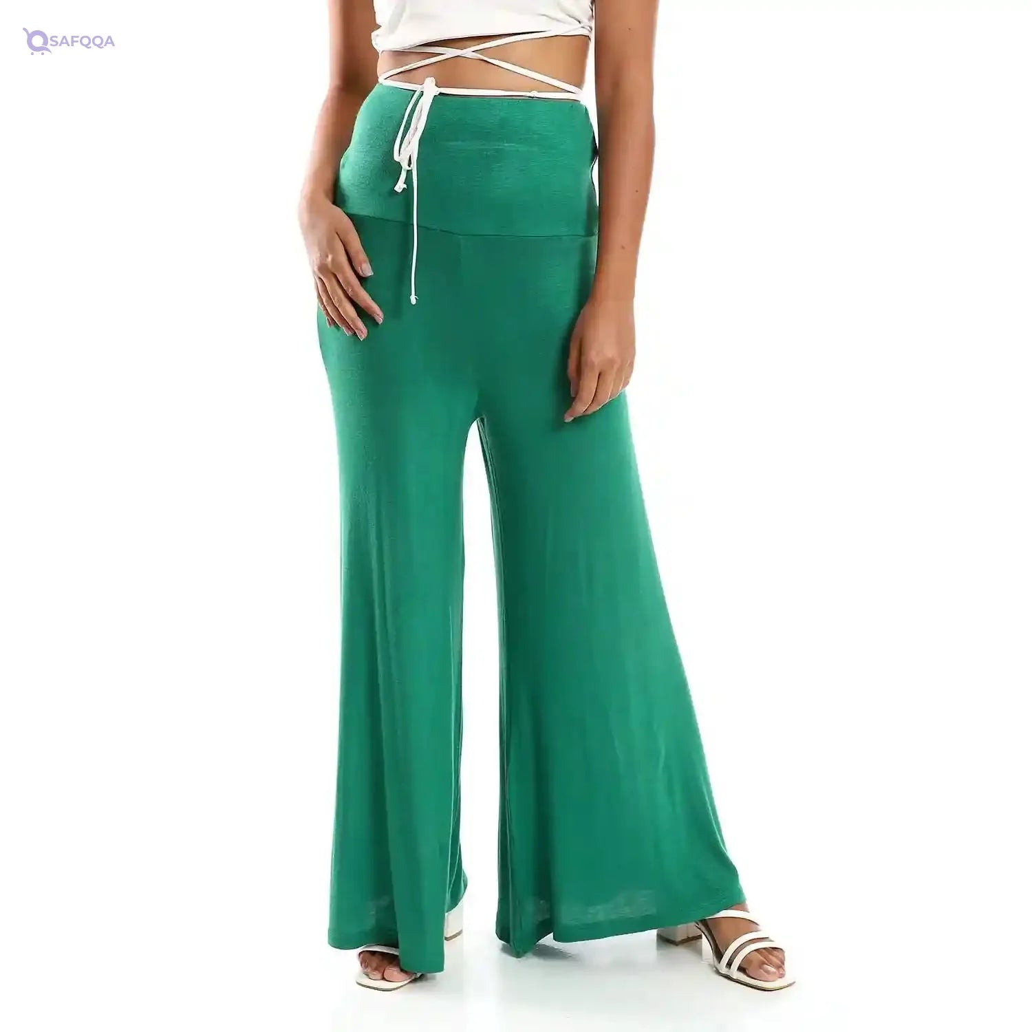JAMILA Women Solid Pattern Flare Fit Pants - Safqqa Egypt