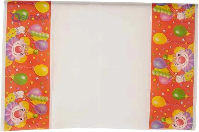 Party Clown Print Table Cover – 54 x 72 inch Multicolor Disposable Tablecloth - Safqqa