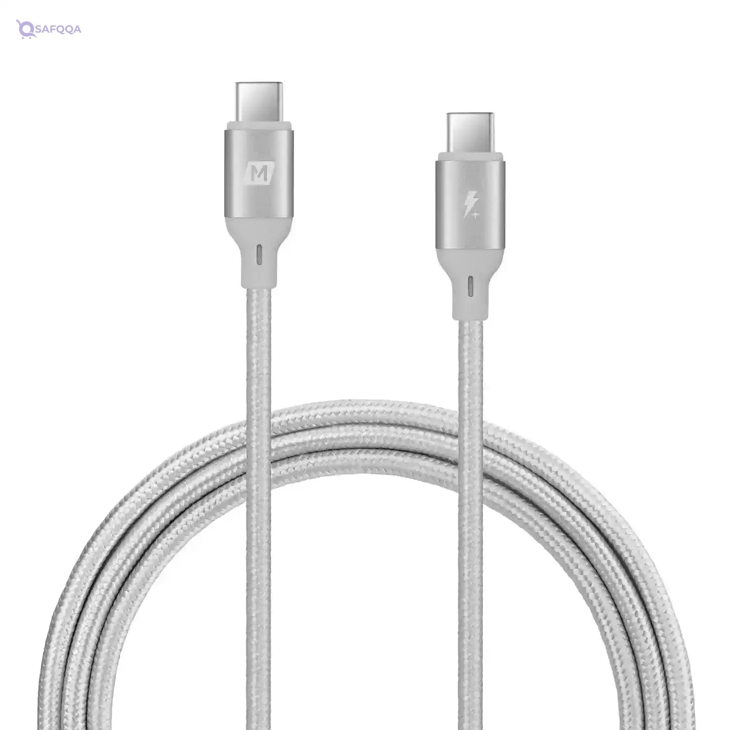 Momax Dc19 Go Link Usb-C To Usb-C Cable [100W] 20V/5A Power Delivery 3.0 Fast Charge Nylon Braided With Built-In E-Marker (1.2M) – Silver - Safqqa