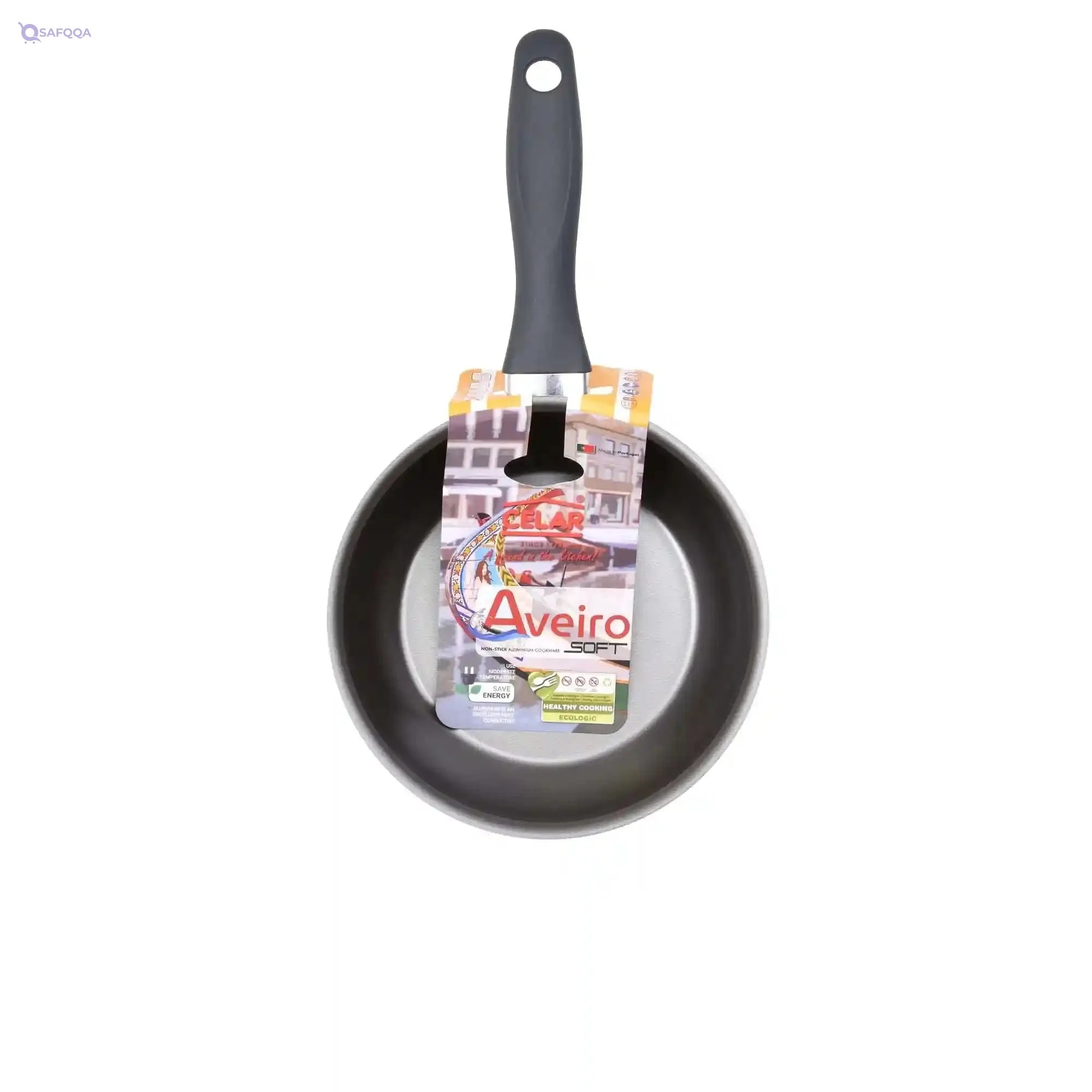 Celar  Aluminium Bakelite Soft Touch Fitting Saucepan with Lid, 16 cm Diameter,Non-stick, Beige, Made In Portugal - Safqqa