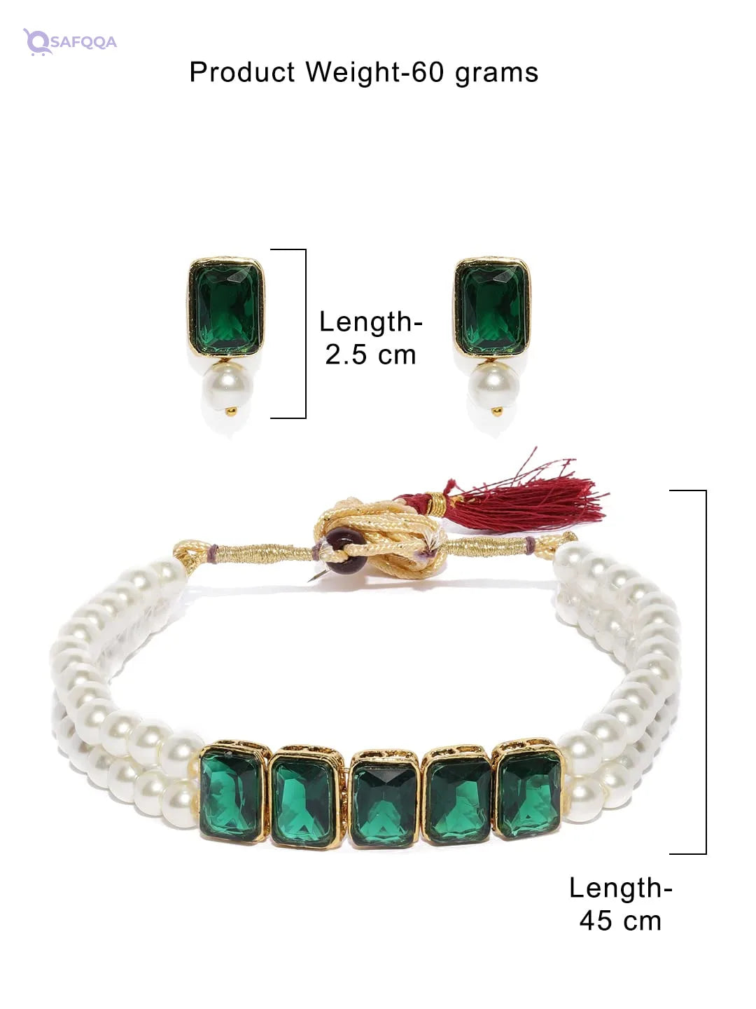 ZAVERI PEARLS Jewellery Set For Women -Green - Safqqa