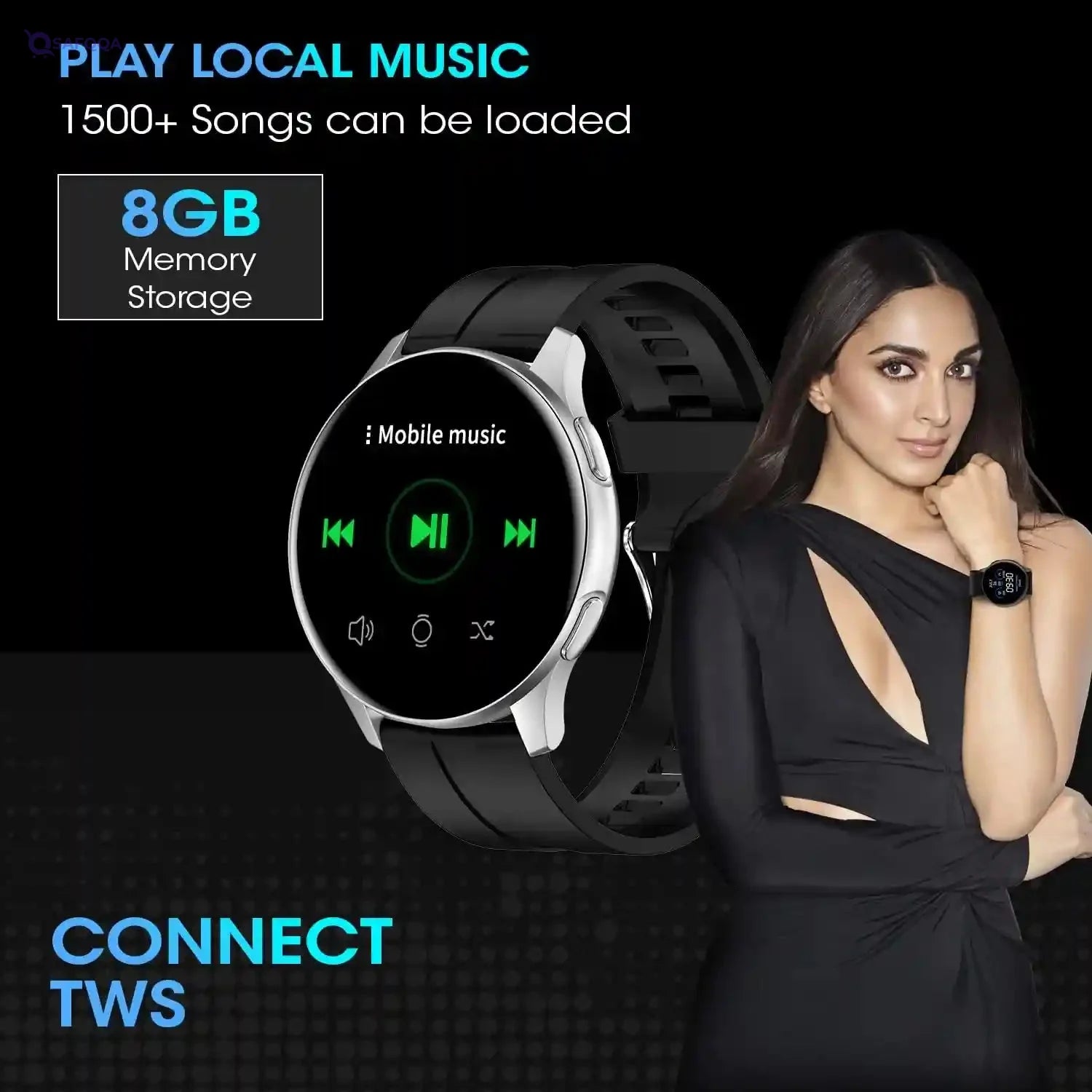 Fire Boltt INVINCIBLE 1.39" AMOLED 454x454 Bluetooth Calling Smartwatch ALWAYS ON, 100 Sports Modes, 8GB for 1500+ Songs, Play Music Without Phone on TWS, Spo2 & Heart Tracking- Have Scratches - Safqqa
