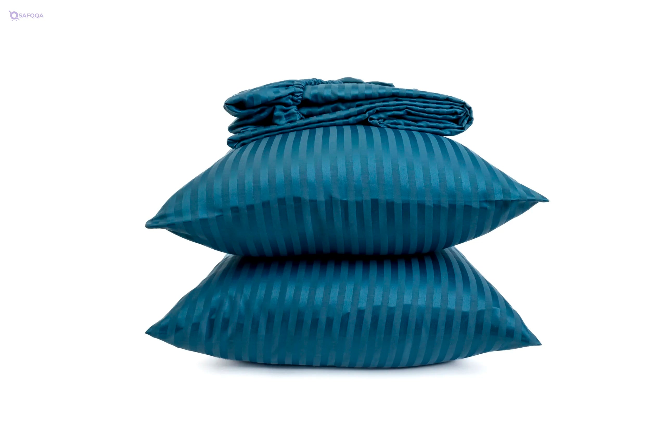 Home of Linen Striped Fitted Sheet Set – Brushed Cotton, 1 Fitted Sheet & 2 Pillowcases - Safqqa