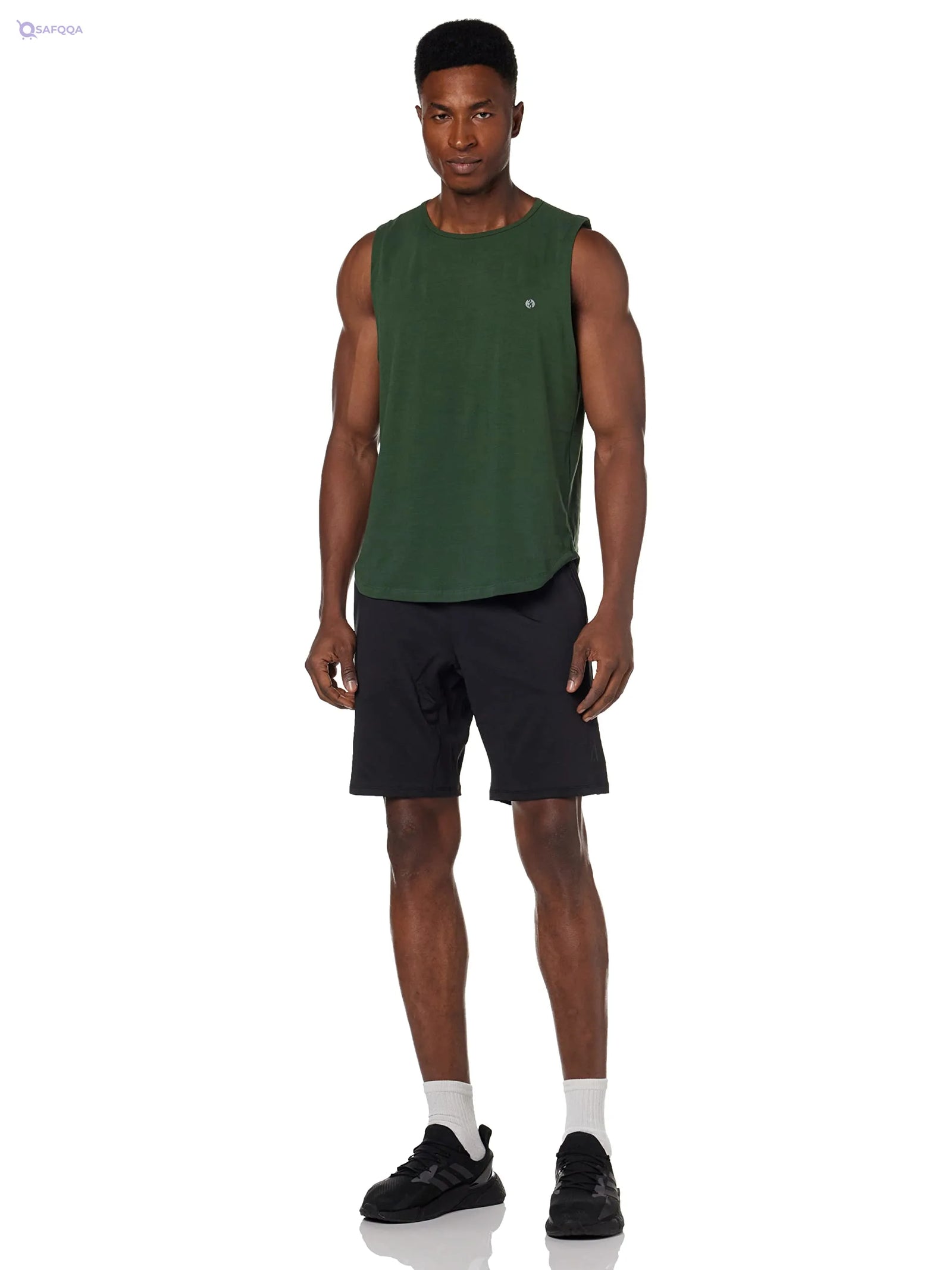 EDITORA 34 Cotton Round-Neck Chest-Logo Sleeveless T-Shirt For Men, - Safqqa