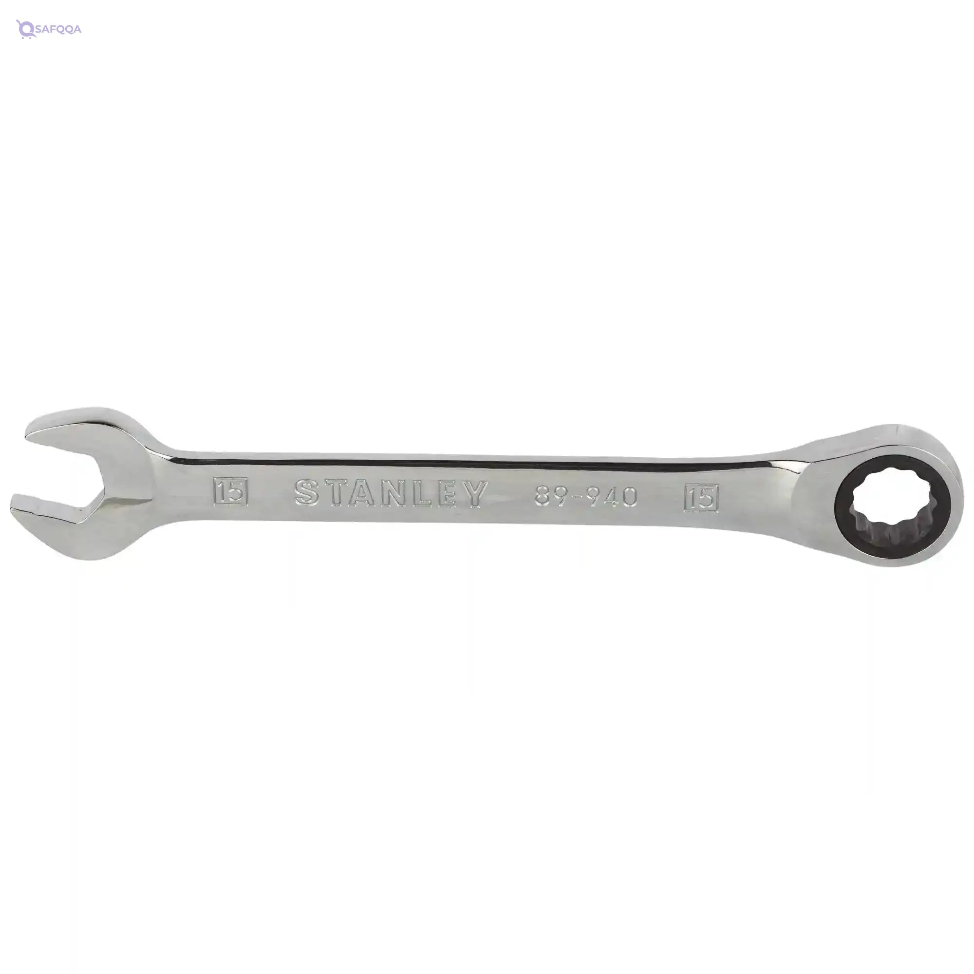 Stanley Stmt89940-8B-12 Combination Stainless Steel Reversible Ratcheting Spanners-15Mm (Silver) - Safqqa