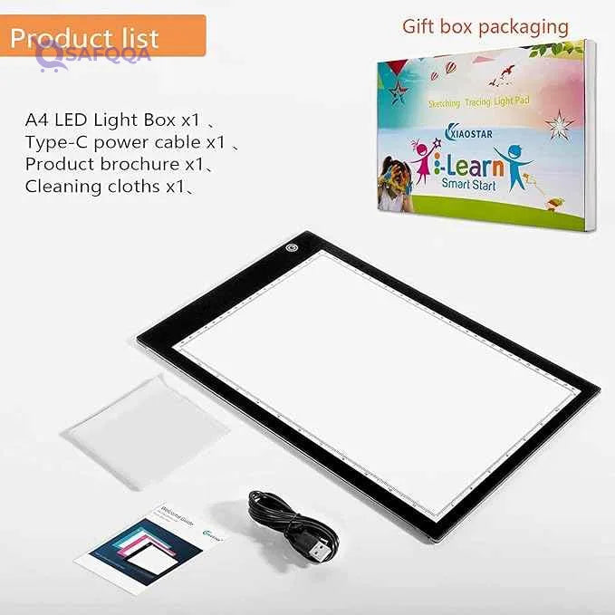 Light Box Drawing A4,Tracing Board with Brightness Adjustable for Artists, Animation Drawing, X-ray Viewing - Safqqa