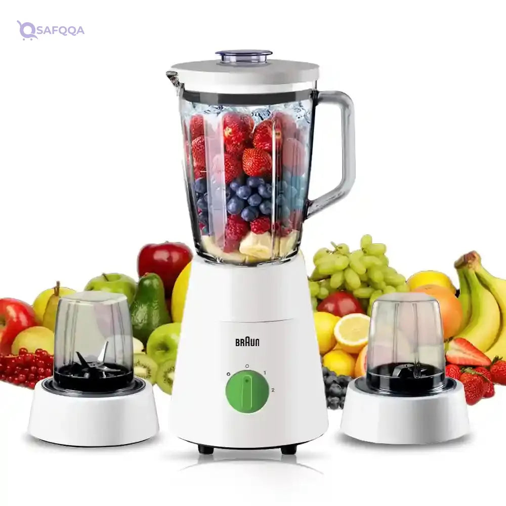 Braun Household Braun PowerBlend 1 Jug Blender 500W, Glass, 1.5 L capacity, TriAction Technology, 2 Mills 2 speeds + ice crush/pulse function - JB 0153 - Safqqa Egypt