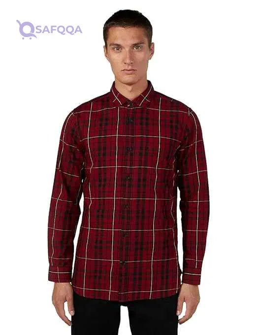 Splash Men’s Long Sleeves Plaid Shirt - Safqqa Egypt