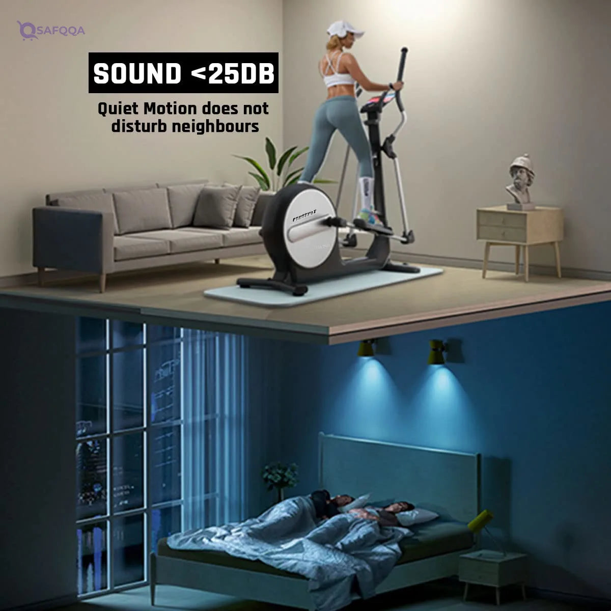 PowerMax Fitness EH-760 Elliptical Cross Trainer with Water Bottle Cage - Safqqa