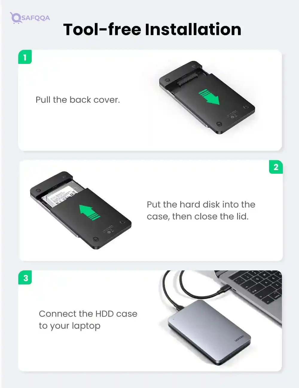 UGREEN 2.5-Inch SATA External Hard Drive Enclosure 70498 - Safqqa Egypt