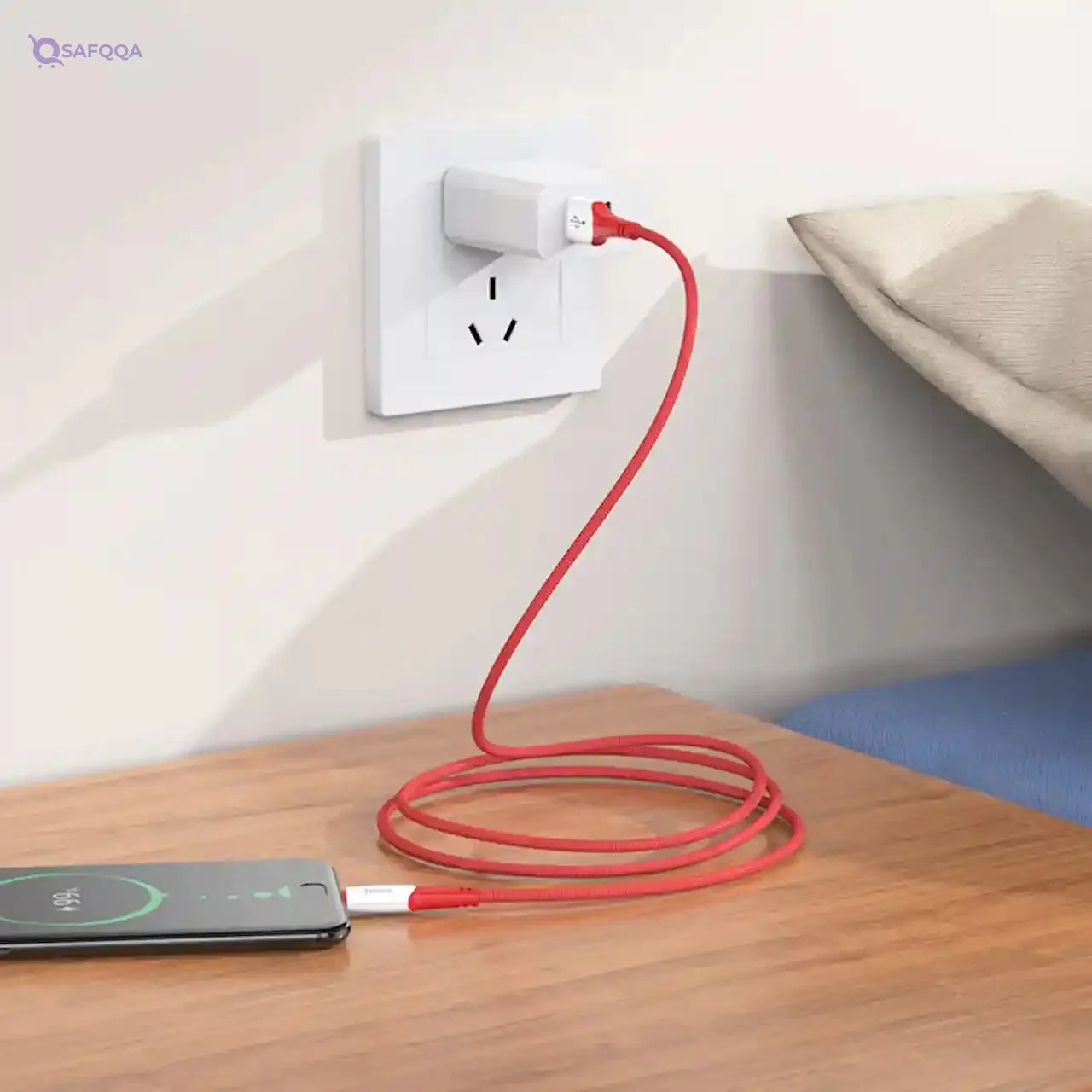 Hoco x70 - ferry charging and data transmittion cable (2.4a -1m), usb-a to micro-usb plug compatible with samsung huawei xiaomi oppo - red - Safqqa