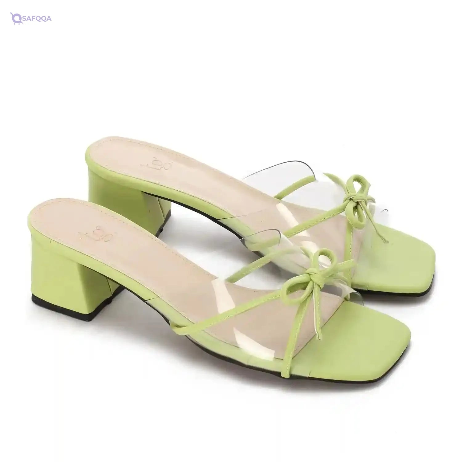 womens PVC Bow Heeled Sandal - Safqqa Egypt