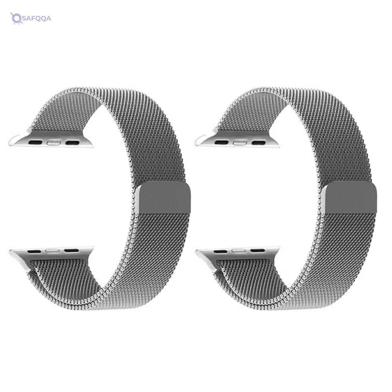 Strap watch magnetic 2 pieces for apple watch size 42/44 siliver - Safqqa Egypt