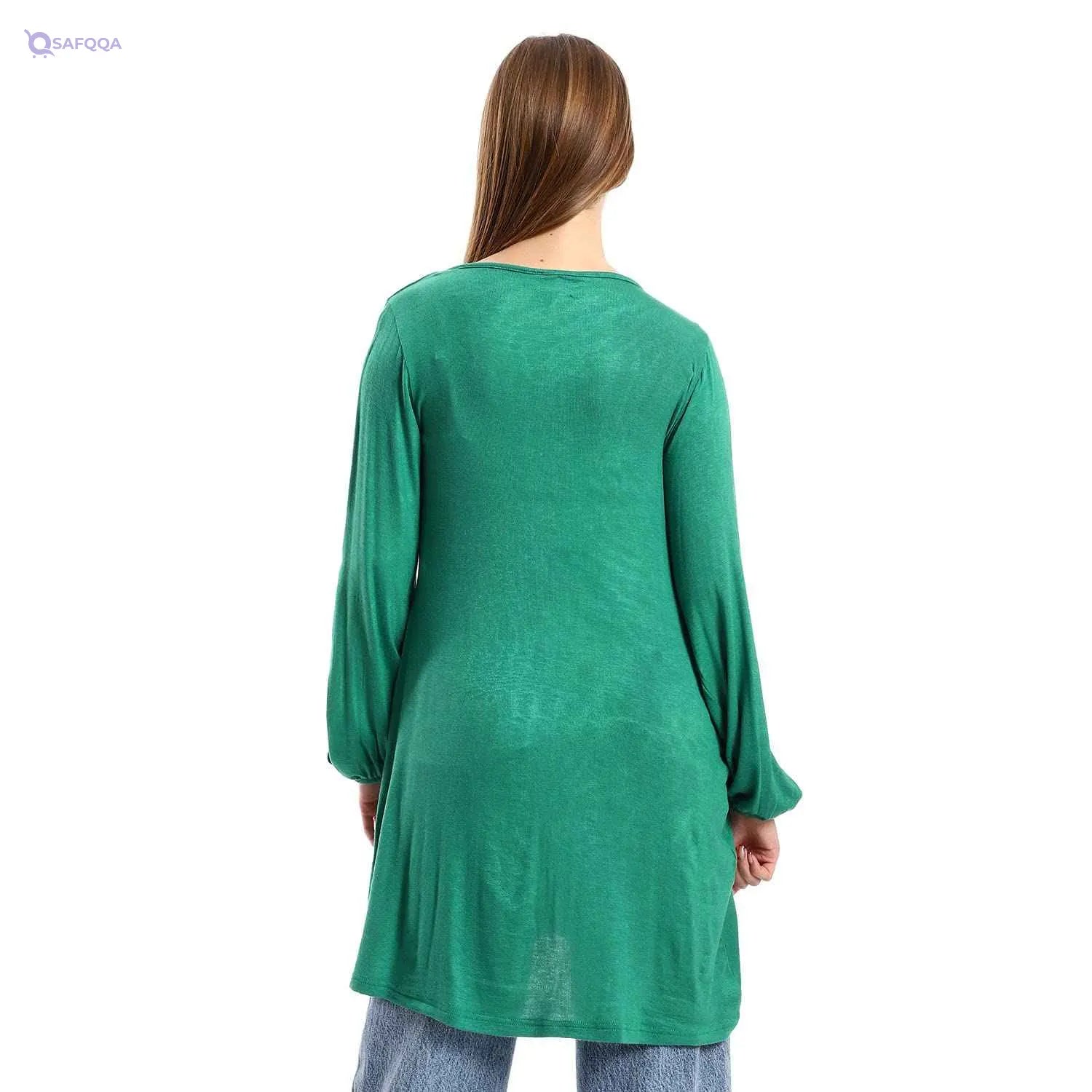 JAMILA Women Wide Round Collar Tunic With Sided Sleeves Slits TUNIC - Safqqa Egypt