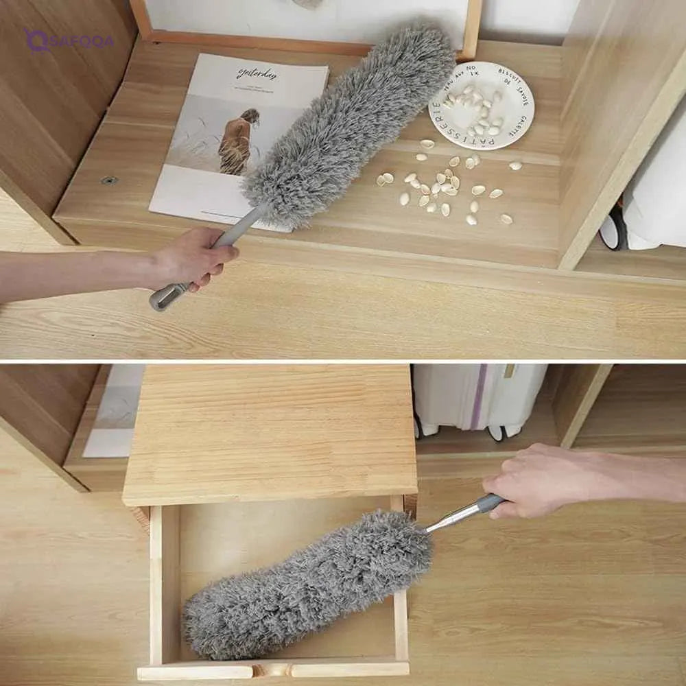 Automatic Folding Mop with Hand Duster Stainless Steel for Cleaning High and Hard Places Dust and Dirt. - Safqqa
